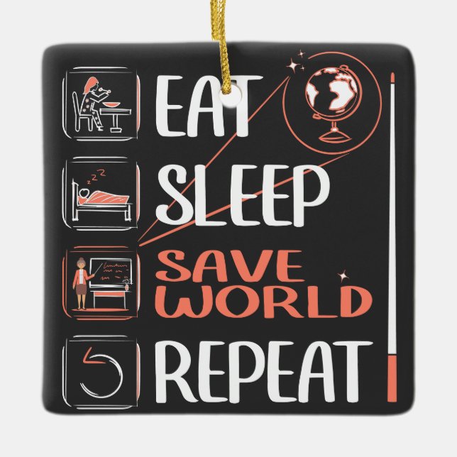 Super Geography Teacher Saves World Thank You Gift Ceramic Ornament (Front)
