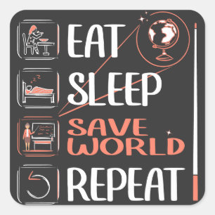 Super Geography Teacher Saves World Thank You Gift Square Sticker