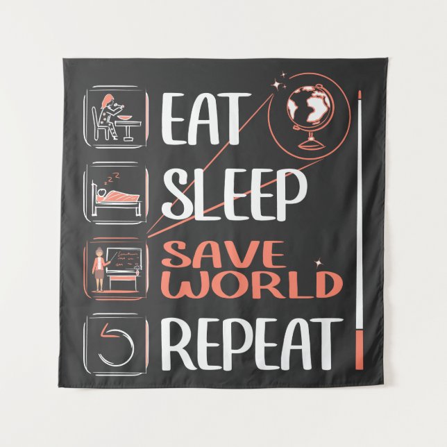 Super Geography Teacher Saves World Thank You Gift Tapestry (Front)