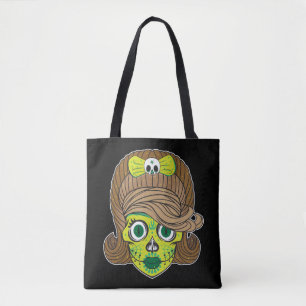 Super Girly Sugar Skull Illustration Art Tote Bag