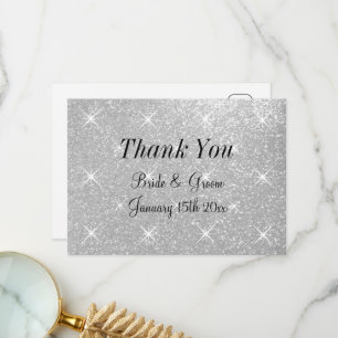 Super glamourous glittery wedding thank you card