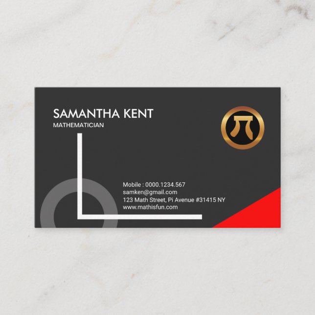 Super Glaring Red Triangle Math Icon Mathematician Business Card (Front)