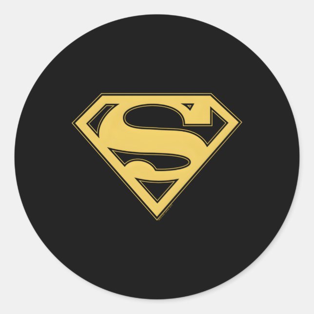 Super Gold Black Shield Classic Round Sticker (Front)