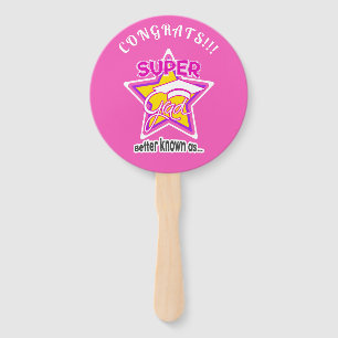 Super Grad Pink-Round Editable Photo Name Year Hand Fan
