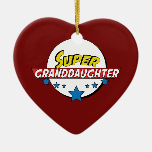 Super granddaughter, #granddaughter ceramic tree decoration (Front)