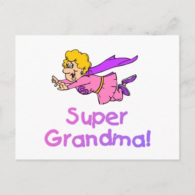 Super Grandma (Flying) Postcard (Front)