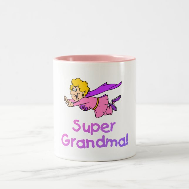 Super Grandma (Flying) Two-Tone Coffee Mug (Center)