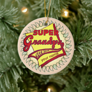 Super Grandpa  Ceramic Tree Decoration