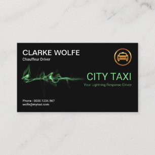 Super Green Lightning Strike Taxi Transport Business Card