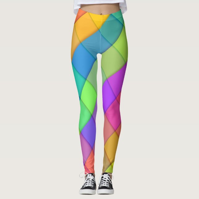 Super Groovy Bright Fun Colourful Leggings (Front)