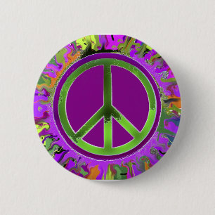 SUPER Groovy Peace Sign 6 Cm Round Badge