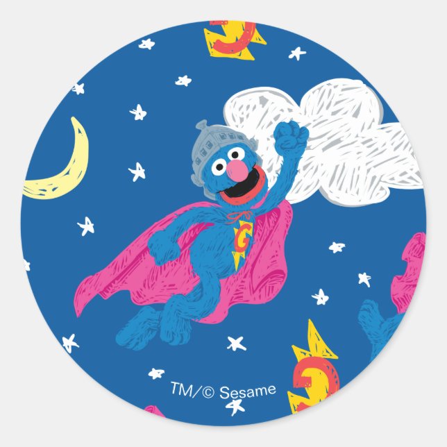 Super Grover 2.0 Night Sky Pattern Classic Round Sticker (Front)