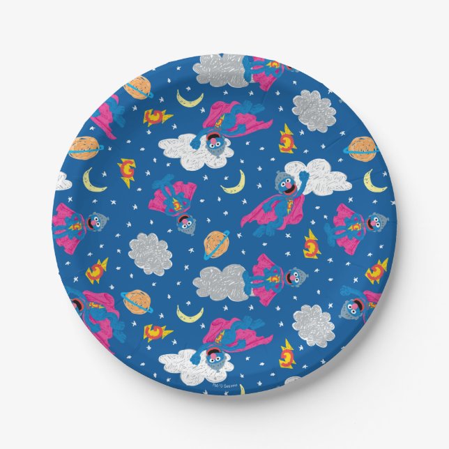 Super Grover 2.0 Night Sky Pattern Paper Plate (Front)
