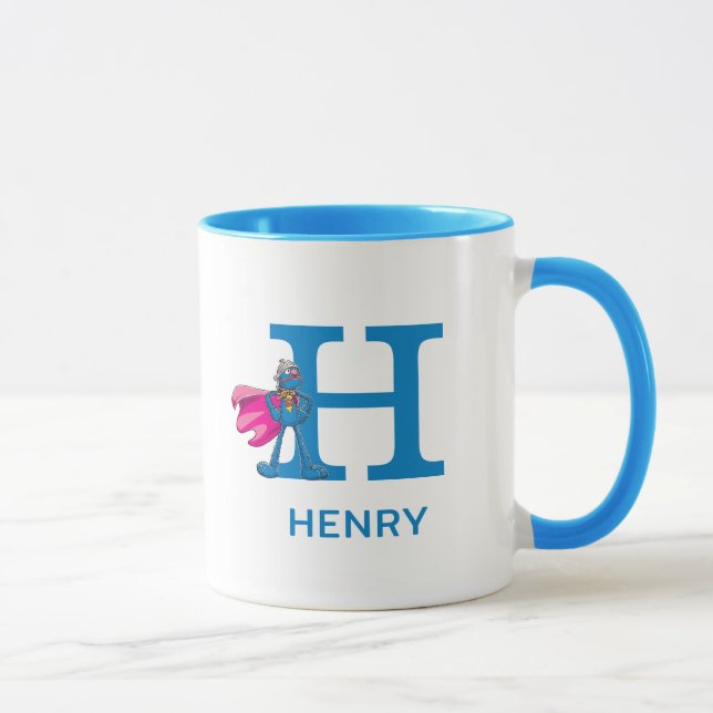 Super Grover Add Your Name & Monogram H Mug (Right)