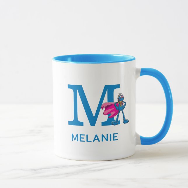 Super Grover Add Your Name & Monogram M Mug (Right)