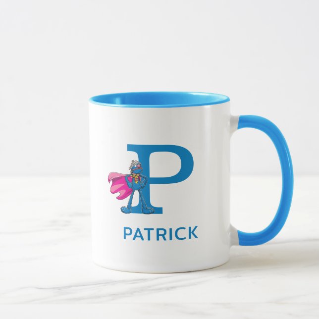 Super Grover Add Your Name & Monogram P Mug (Right)