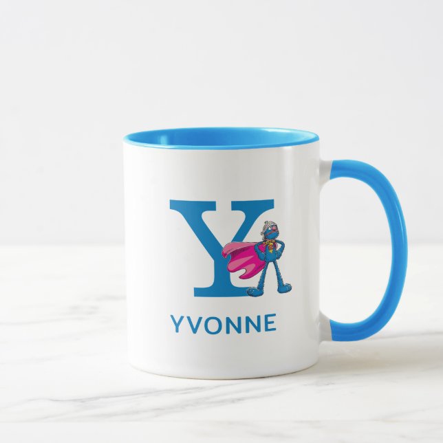 Super Grover Add Your Name & Monogram Y Mug (Right)
