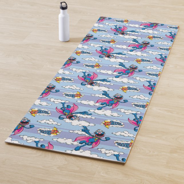 Super Grover Comic Striped Blue Pattern Yoga Mat (In Situ)
