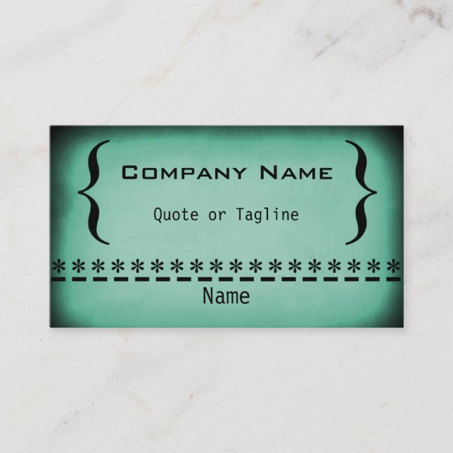 Super Grunge Business Card, Blue-Green Business Card (Front)