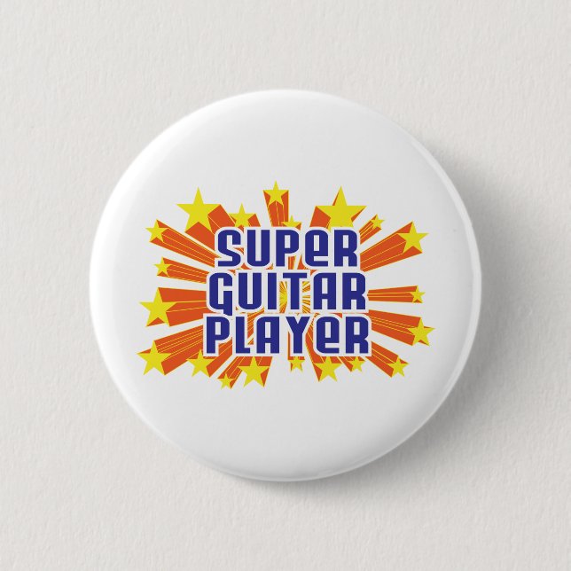 Super Guitar Player 6 Cm Round Badge (Front)