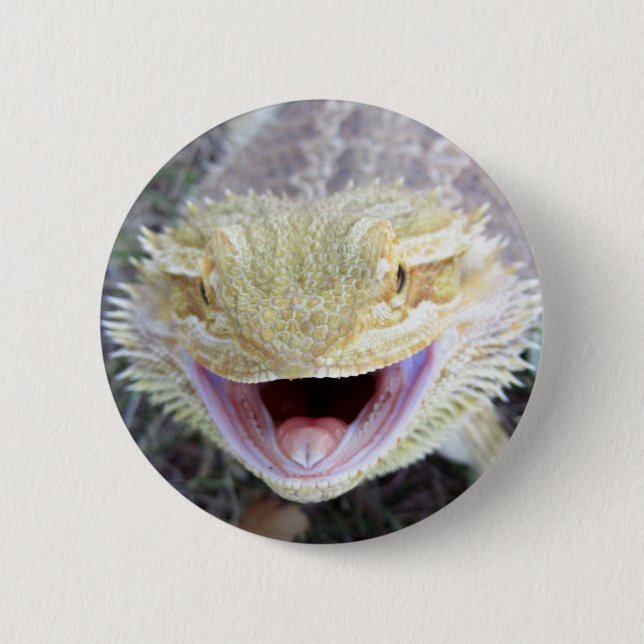 Super Happy Bearded Dragon 6 Cm Round Badge (Front)