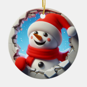 Super Happy Holidays Christmas Snowman Bursting Ceramic Tree Decoration