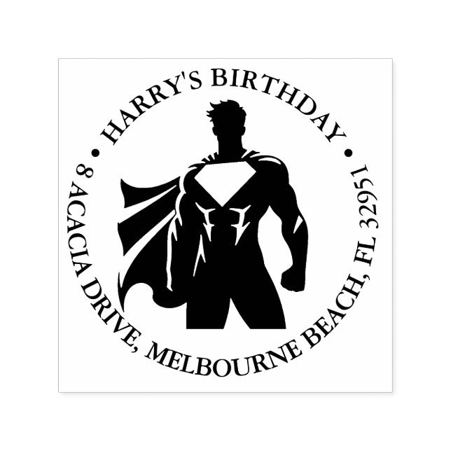 Super Hero Birthday Party Self-inking Stamp (Design)