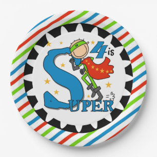 Super Hero Boy 4th Birthday Paper Plates