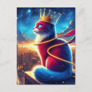 Super Hero Cat in the Night Postcard