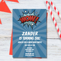 Super Hero Comic Boy Birthday Party Invitation