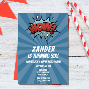Super Hero Comic Boy Birthday Party Invitation