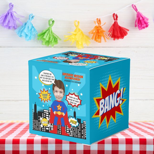Super Hero Comic Style Boy Birthday Photo Favour Box (Creator Uploaded)