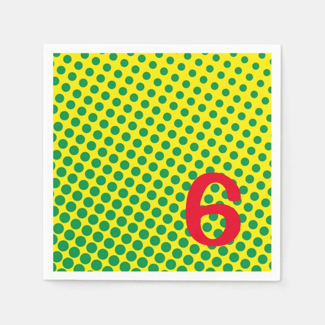 Super Hero Comics Colourful Green Yellow Dots AGE Napkin (Front)