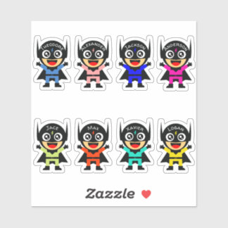Super Hero Custom Multiple Name Stickers