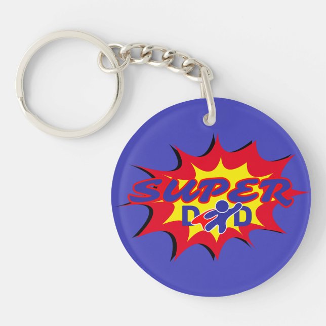 Super Hero Dad Comic Book Father's Day  Key Ring (Front)