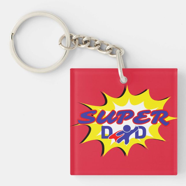 Super Hero Dad Comic Book Father's Day  Key Ring (Front)