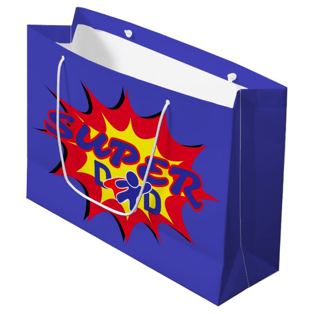 Super Hero Dad Comic Book Father's Day  Large Gift Bag (Front Angled)