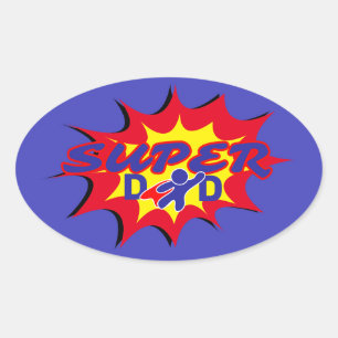 Super Hero Dad Comic Book Father's Day Oval Sticker