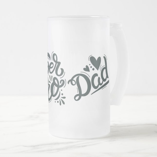 Super Hero Dad Frosted Glass Beer Mug (Front Right)