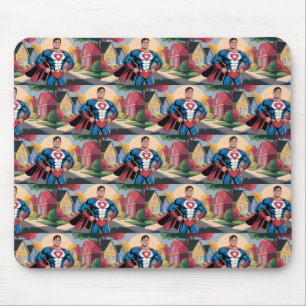 Super Hero Dad In Suburban Neighbourhood Mouse Mat