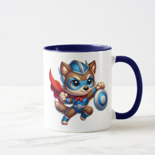 Super hero dog with shield cartoon style. mug