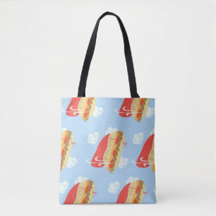 Super Hero Flying Caped Sandwich Fun Tote Bag