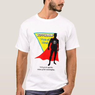 Super Hero Foodie SUPPERMAN MAN OF MEAL Novelty T-Shirt