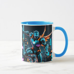 Super hero futuristic robot in high-tech armor. mug