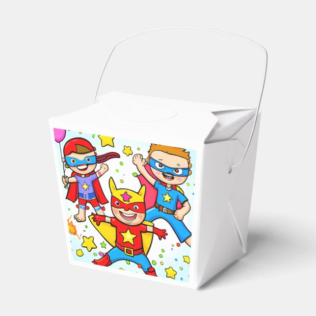 Super Hero Kids Birthday Party Favour Box (Front Side)