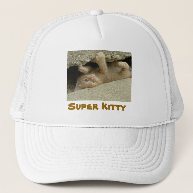 Super Hero Kitty Cat Humour Trucker Hat (Front)