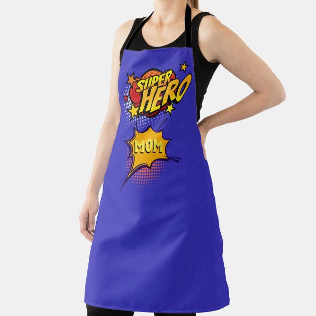 Super Hero Mum Comic Book Style Apron (Insitu)