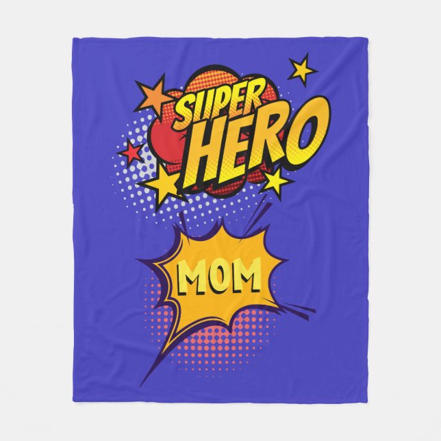 Super Hero Mum Comic Book Style Fleece Blanket (Front)
