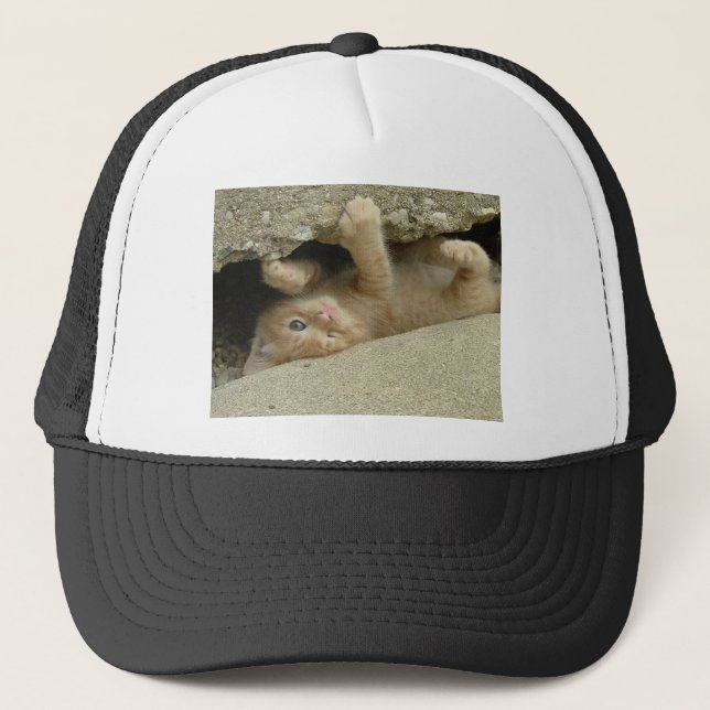 Super Hero Orange Tabby Kitten Trucker Hat (Front)