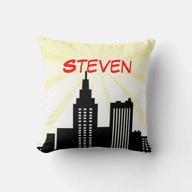 Super Hero Pillow Comic Book Themed Bedroom Decor (Front)